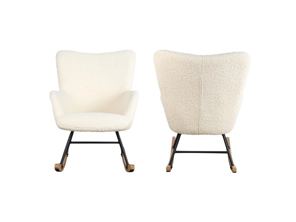 Fauteuil à Bascule En Tissu Bouclette écru KAIRA - HAPPY GARDEN 4 Fauteuil à Bascule En Tissu Bouclette écru KAIRA - HAPPY GARDEN – Image 4