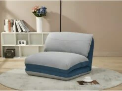 Chauffeuse Convertible Gris Bleu 3 Positions - ZEN -Deco.fr Soldes Boutique fauteuil 10838731