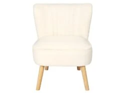 KELIOS - Fauteuil En Tissu Bouclettes Blanc Pieds Bois Naturel 7 KELIOS - Fauteuil En Tissu Bouclettes Blanc Pieds Bois Naturel -Deco.fr Soldes Boutique fauteuil 10880545
