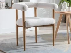 Fauteuil En Tissu Bouclette Crème JASMINA -Deco.fr Soldes Boutique fauteuil 11200697