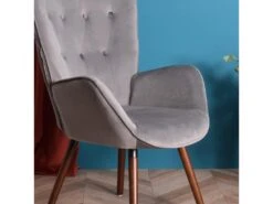 Fauteuil Scandinave Capitonné Velours Gris KAS KD VELVET GREY 12 Fauteuil Scandinave Capitonné Velours Gris KAS KD VELVET GREY -Deco.fr Soldes Boutique fauteuil 11325041