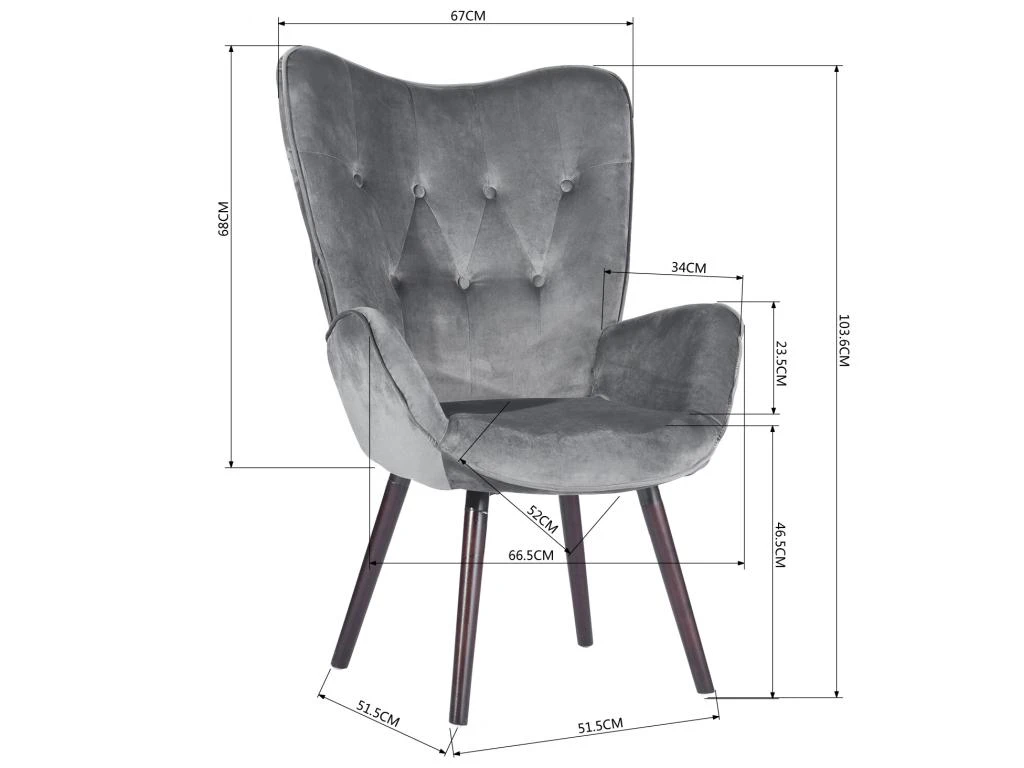 Fauteuil Scandinave Capitonné Velours Gris KAS KD VELVET GREY 5 Fauteuil Scandinave Capitonné Velours Gris KAS KD VELVET GREY – Image 5