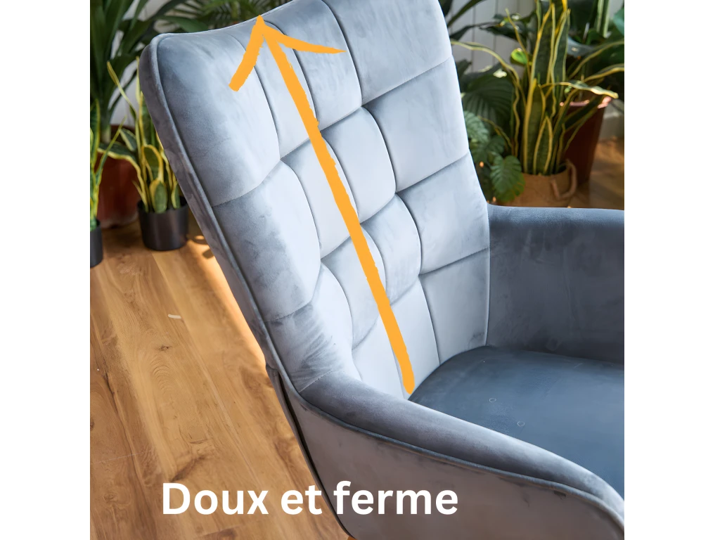 Fauteuil Scandinave Chaise De Canapé De Loisirs Pour Salon Salle à Manger Bureau Avec Un Revêtement En Velours, Accoudoirs Rembourés Et Des Pieds En Bois Massif 5 Fauteuil Scandinave Chaise De Canapé De Loisirs Pour Salon Salle à Manger Bureau Avec Un Revêtement En Velours, Accoudoirs Rembourés Et Des Pieds En Bois Massif – Image 5