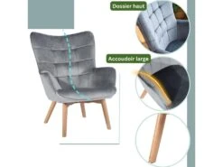 Fauteuil Scandinave Chaise De Canapé De Loisirs Pour Salon Salle à Manger Bureau Avec Un Revêtement En Velours, Accoudoirs Rembourés Et Des Pieds En Bois Massif 12 Fauteuil Scandinave Chaise De Canapé De Loisirs Pour Salon Salle à Manger Bureau Avec Un Revêtement En Velours, Accoudoirs Rembourés Et Des Pieds En Bois Massif -Deco.fr Soldes Boutique fauteuil 11509969