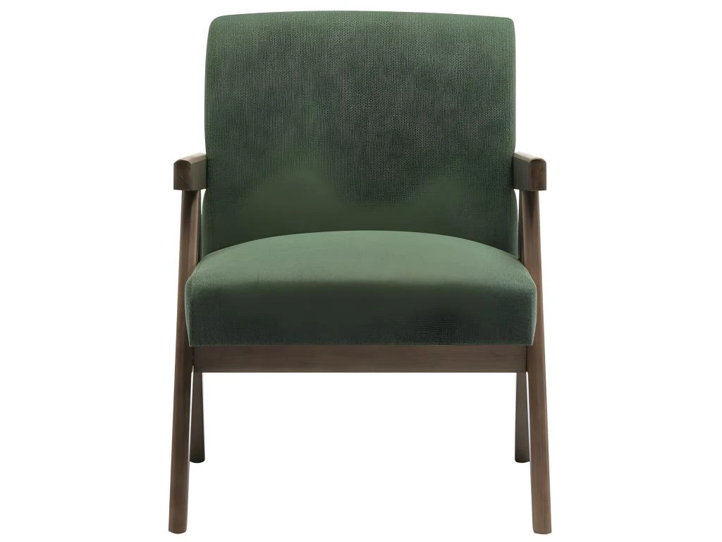 WARREN - Fauteuil Lounge En Tissu Sauge Et Bois Teinté Noyer Gris 5 WARREN - Fauteuil Lounge En Tissu Sauge Et Bois Teinté Noyer Gris – Image 5