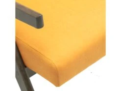 WARREN - Fauteuil Lounge En Tissu Moutarde Et Bois Teinté Noyer Gris -Deco.fr Soldes Boutique fauteuil 11576311