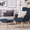 Fauteuil En Tissu Tapissé Bleu Foncé VEJLE -Deco.fr Soldes Boutique fauteuil 11694873