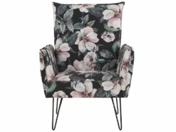 Fauteuil En Tissu à Motif Floral Noir RIBE -Deco.fr Soldes Boutique fauteuil 11708879 1