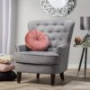 Fauteuil Style Chesterfield En Tissu Gris Clair VIBORG II -Deco.fr Soldes Boutique fauteuil 11708949 1