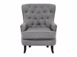 Fauteuil Style Chesterfield En Tissu Gris Clair VIBORG II -Deco.fr Soldes Boutique fauteuil 11708955 1