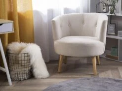 Fauteuil Club En Tissu Blanc Cassé ODENZEN