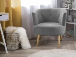 Fauteuil Club En Tissu Gris Clair ODENZEN