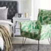 Fauteuil En Tissu à Motif Feuilles Vert Et Blanc RIBE -Deco.fr Soldes Boutique fauteuil 11710539