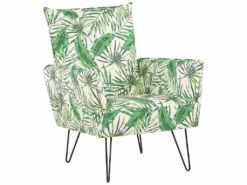 Fauteuil En Tissu à Motif Feuilles Vert Et Blanc RIBE -Deco.fr Soldes Boutique fauteuil 11710541