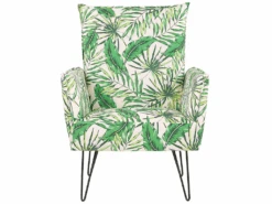 Fauteuil En Tissu à Motif Feuilles Vert Et Blanc RIBE -Deco.fr Soldes Boutique fauteuil 11710545