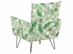 Fauteuil En Tissu à Motif Feuilles Vert Et Blanc RIBE -Deco.fr Soldes Boutique fauteuil 11710547