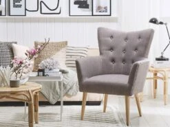 Fauteuil De Salon En Tissu Gris ANGEN