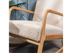 Rocking Chair En Bois Massif Et Bouclettes Blanches 8 Rocking Chair En Bois Massif Et Bouclettes Blanches -Deco.fr Soldes Boutique fauteuil 12215907