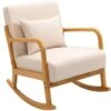 Rocking Chair En Bois Massif Et Tissu Beige -Deco.fr Soldes Boutique fauteuil 12215911