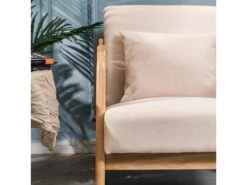 Rocking Chair En Bois Massif Et Tissu Beige -Deco.fr Soldes Boutique fauteuil 12215915