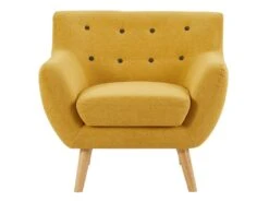 Fauteuil En Tissu Jaune Avec Boutons Gris SERTI II -Deco.fr Soldes Boutique fauteuil 12307541