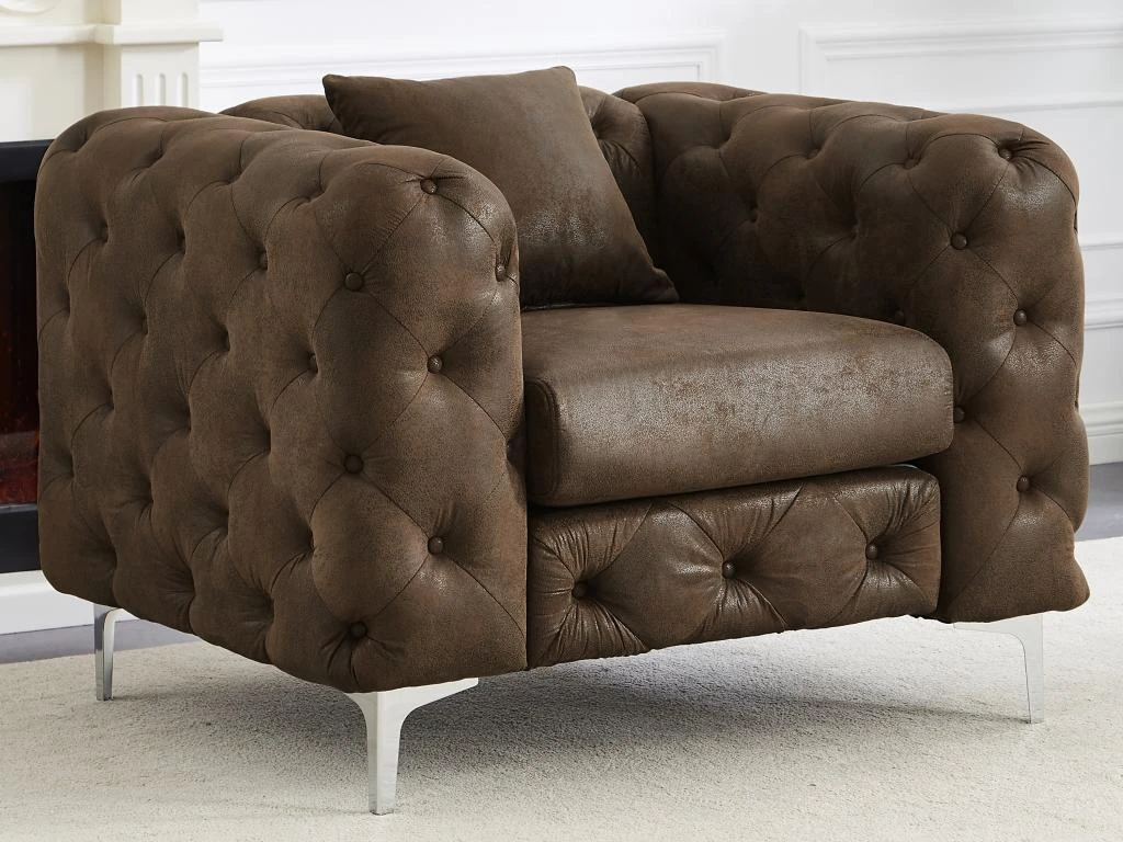 Fauteuil Chesterfield En Microfibre Aspect Cuir Vieilli EDWINA 11 Fauteuil Chesterfield En Microfibre Aspect Cuir Vieilli EDWINA – Image 11