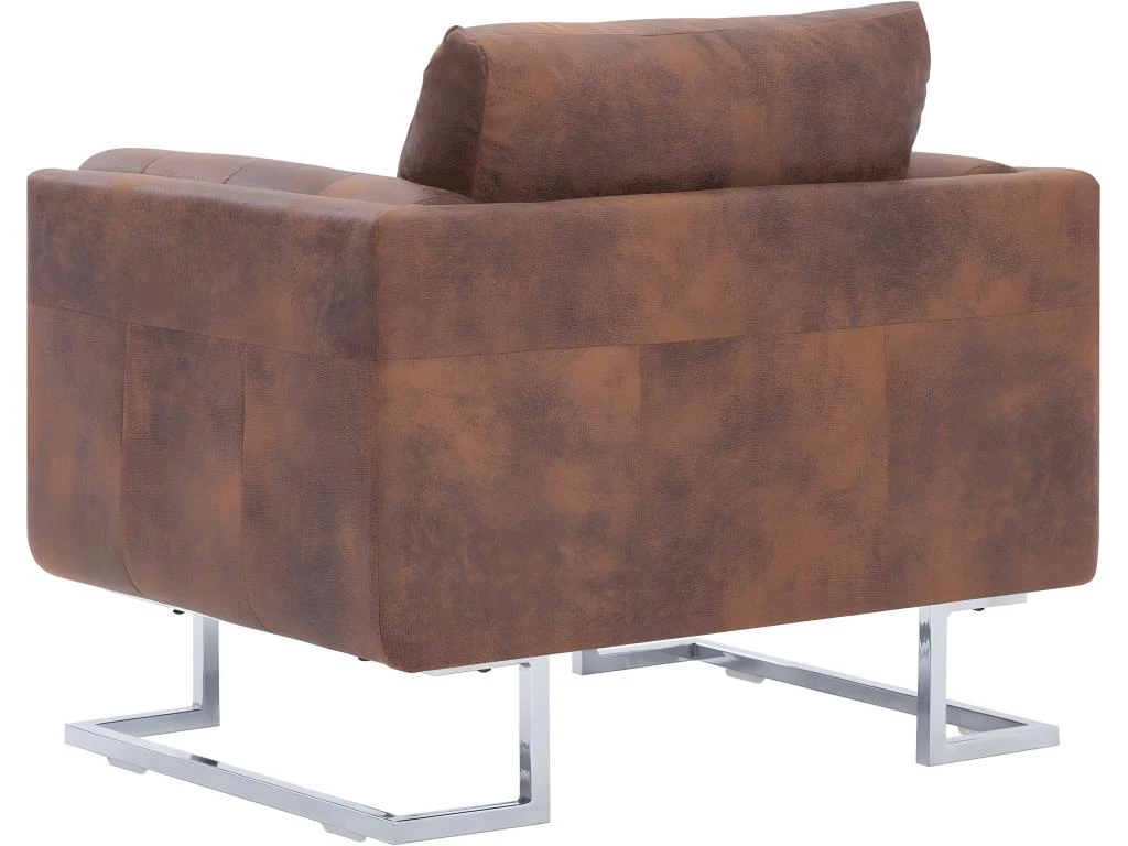 Fauteuil Chaise Siège Lounge Design Club Sofa Salon Cube Marron Synthétique Daim 1102275 5 Fauteuil Chaise Siège Lounge Design Club Sofa Salon Cube Marron Synthétique Daim 1102275 – Image 5