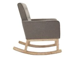 Fauteuil à Bascule Rocking Chair Design Moderne Dossier Capitonné En Tissu Pieds En Bois Tissu Taupe FAL101539 -Deco.fr Soldes Boutique fauteuil 12443945