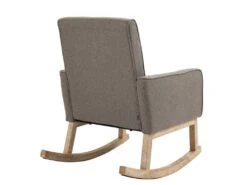 Fauteuil à Bascule Rocking Chair Design Moderne Dossier Capitonné En Tissu Pieds En Bois Tissu Taupe FAL101539 -Deco.fr Soldes Boutique fauteuil 12443947