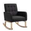 Fauteuil à Bascule Rocking Chair Design Moderne Dossier Capitonné En Tissu Pieds En Bois Tissu Noir FAL101541 -Deco.fr Soldes Boutique fauteuil 12443957
