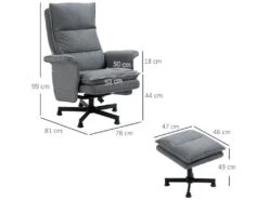 Fauteuil De Massage Avec Repose-pied - Style Néo-rétro - Châssis Acier Noir Aspect Lin Gris 7 Fauteuil De Massage Avec Repose-pied - Style Néo-rétro - Châssis Acier Noir Aspect Lin Gris -Deco.fr Soldes Boutique fauteuil 12462165