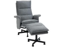 Fauteuil De Massage Avec Repose-pied - Style Néo-rétro - Châssis Acier Noir Aspect Lin Gris 8 Fauteuil De Massage Avec Repose-pied - Style Néo-rétro - Châssis Acier Noir Aspect Lin Gris -Deco.fr Soldes Boutique fauteuil 12462167