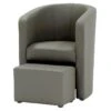 NUNO Fauteuil Cabriolet + Pouf En Simili Taupe - L 59 X P 63 X H 77 Cm -Deco.fr Soldes Boutique fauteuil 12662007