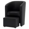 NUNO Fauteuil Cabriolet + Pouf En Simili Noir - L 59 X P 63 X H 77 Cm -Deco.fr Soldes Boutique fauteuil 12662023
