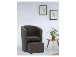 NUNO Fauteuil Cabriolet + Pouf En Simili Marron - L 59 X P 63 X H 77 Cm -Deco.fr Soldes Boutique fauteuil 12662035