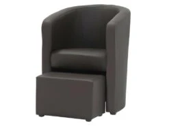 NUNO Fauteuil Cabriolet + Pouf En Simili Marron - L 59 X P 63 X H 77 Cm -Deco.fr Soldes Boutique fauteuil 12662037