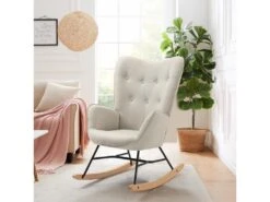 Fauteuil à Bascule Allaitement Scandinave Chaise Loisir Et Repos En Tissu Avec Pieds En E' Bois Métal Pour Salon, Chambre, Massif, Beige, 66x84x97cm 9 Fauteuil à Bascule Allaitement Scandinave Chaise Loisir Et Repos En Tissu Avec Pieds En E' Bois Métal Pour Salon, Chambre, Massif, Beige, 66x84x97cm -Deco.fr Soldes Boutique fauteuil 12737735