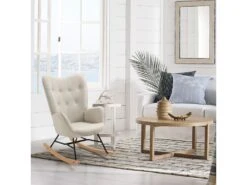 Fauteuil à Bascule Allaitement Scandinave Chaise Loisir Et Repos En Tissu Avec Pieds En E' Bois Métal Pour Salon, Chambre, Massif, Beige, 66x84x97cm 10 Fauteuil à Bascule Allaitement Scandinave Chaise Loisir Et Repos En Tissu Avec Pieds En E' Bois Métal Pour Salon, Chambre, Massif, Beige, 66x84x97cm -Deco.fr Soldes Boutique fauteuil 12737737