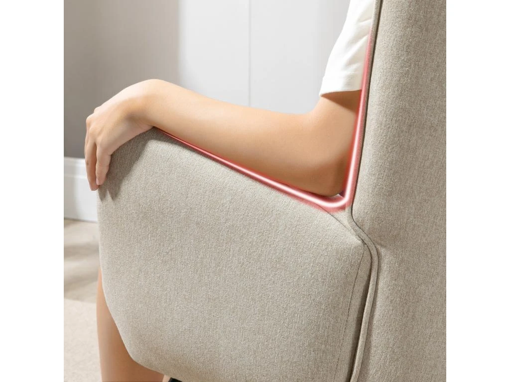 Fauteuil à Bascule Allaitement Scandinave Chaise Loisir Et Repos En Tissu Avec Pieds En E' Bois Métal Pour Salon, Chambre, Massif, Beige, 66x84x97cm 5 Fauteuil à Bascule Allaitement Scandinave Chaise Loisir Et Repos En Tissu Avec Pieds En E' Bois Métal Pour Salon, Chambre, Massif, Beige, 66x84x97cm – Image 5