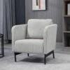 Fauteuil Lounge Style Néo-rétro Piètement Acier Noir Revêtement Velours Cotelé Gris Clair -Deco.fr Soldes Boutique fauteuil 12874809