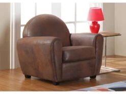 Fauteuil Microfibre Aspect Cuir Vieilli Club VICTORY II