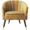 Fauteuil En Velours Pieds En Bois Bicolores Royal Ocre -Deco.fr Soldes Boutique fauteuil 12897827