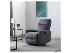 Fauteuil Relax Manuel - Tissu Gris - L 82 X P 97 X H 98 Cm - JESS -Deco.fr Soldes Boutique fauteuil 12969643