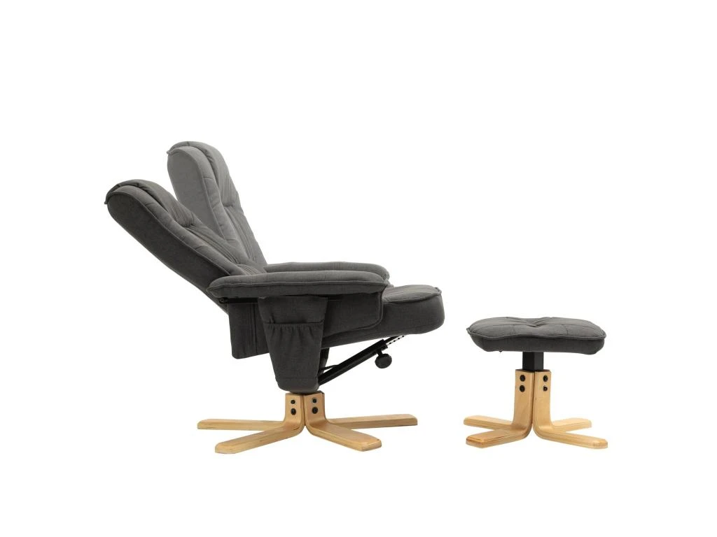 Fauteuil De Relaxation CHARLY Avec Repose-pieds Siège Pivotant Dossier Inclinable Assise Rembourrée Relax, En Tissu Gris Anthracite 2 Fauteuil De Relaxation CHARLY Avec Repose-pieds Siège Pivotant Dossier Inclinable Assise Rembourrée Relax, En Tissu Gris Anthracite – Image 2