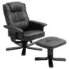 Fauteuil De Relaxation CHARLY Avec Repose-pieds Pouf Siège Pivotant Dossier Iinclinable En Synthétique Noir Et Pieds Noir -Deco.fr Soldes Boutique fauteuil 13048851