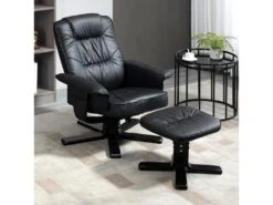 Fauteuil De Relaxation CHARLY Avec Repose-pieds Pouf Siège Pivotant Dossier Iinclinable En Synthétique Noir Et Pieds Noir 6 Fauteuil De Relaxation CHARLY Avec Repose-pieds Pouf Siège Pivotant Dossier Iinclinable En Synthétique Noir Et Pieds Noir -Deco.fr Soldes Boutique fauteuil 13048853