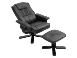 Fauteuil De Relaxation CHARLY Avec Repose-pieds Pouf Siège Pivotant Dossier Iinclinable En Synthétique Noir Et Pieds Noir 8 Fauteuil De Relaxation CHARLY Avec Repose-pieds Pouf Siège Pivotant Dossier Iinclinable En Synthétique Noir Et Pieds Noir -Deco.fr Soldes Boutique fauteuil 13048857