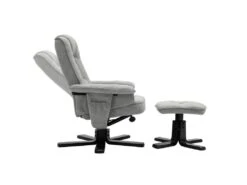 Fauteuil De Relaxation CHARLY Repose-pieds Siège Pivotant Dossier Inclinable Assise Rembourrée Relax, En Tissu Gris Et Pieds Noirs -Deco.fr Soldes Boutique fauteuil 13048875