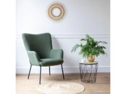 Fauteuil En Tissu Boucle Vert Kaki EIRA - HAPPY GARDEN