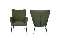 Fauteuil En Tissu Boucle Vert Kaki EIRA - HAPPY GARDEN -Deco.fr Soldes Boutique fauteuil 13082977